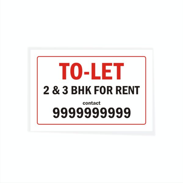 TO LET 2 & 3 BHK For Rent Cloth Banner 3 x 2 feet Waterproof, Long Durable Latex Printed Signage for Home, Flats. Pack of 2 Pieces | Mindcraftz