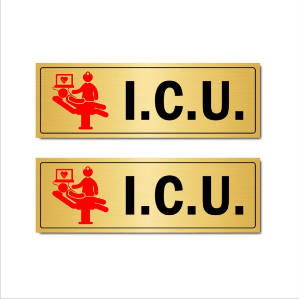 I.C.U. Acrylic Sign Board gold color 2mm thick 15x5 Inches pack of 2