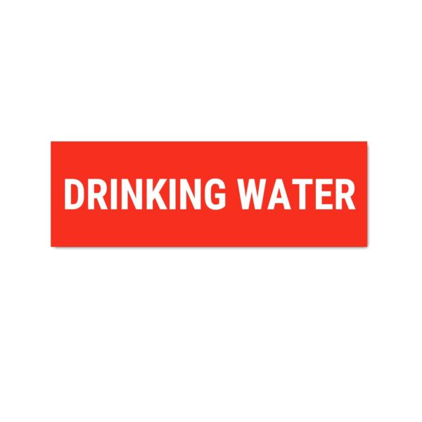 Drinking Water Sign Sticker Red Color | Pack of 3 | 12 x 4 inches