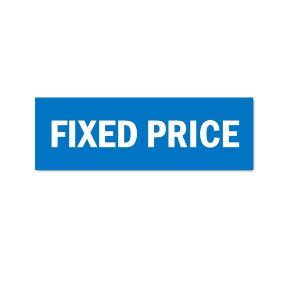 Fixed Price Sign Sticker Blue Color | Pack of 3 | 12 x 4 inches