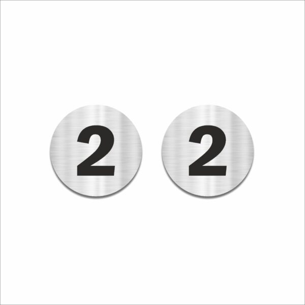 Number Two Round Acrylic Sign Board | Silver 6 x 6 Inches 2mm Thick | Multipurpose Section, Cabin, Counter, Rack & Floor Number | Arranging Numbers |Ideal for Office, Warehouse | Mindcraftz