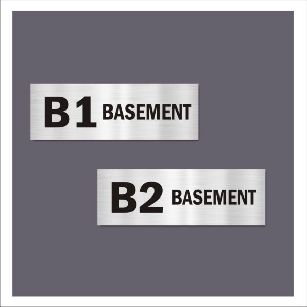Basement Floor Acrylic Sign Board Silver Color