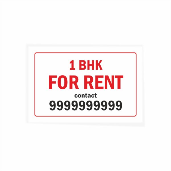 1 BHK for Rent Cloth Banner 3 x 2 feet Waterproof, Long Durable Latex Printed Signage for Houses, Flats, Apartments Pack of 2 Pieces | Mindcraftz