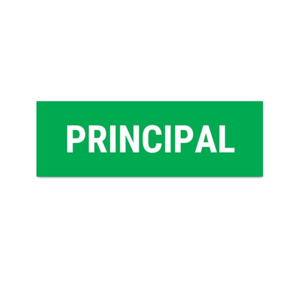 Principal Sign Board Green Color Sticker | Pack of 2 |12 x 4 inches