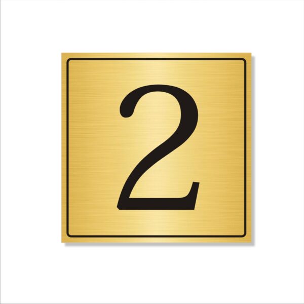 Number 2 Gold Color Acrylic Sign Board Large 18 x 18 inches 3mm Thickness Pack of 1 | Multi Purpose Boards for Arranging Blocks, Towers, Office Sections, Warehouse, Godowns etc
