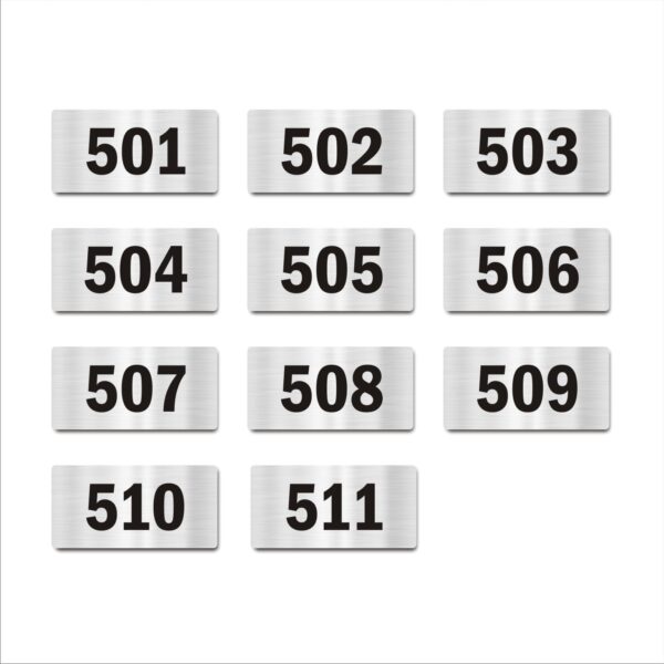 Door Numbers 501 to 511 Acrylic Board Medium Silver Color 2mm Thick 6 x 3 Inches Pack of 11 Suitable for Fifth Floor Buildings, Flats, Apartments, Racks, Shelfs for Arranging | Mindcraftz