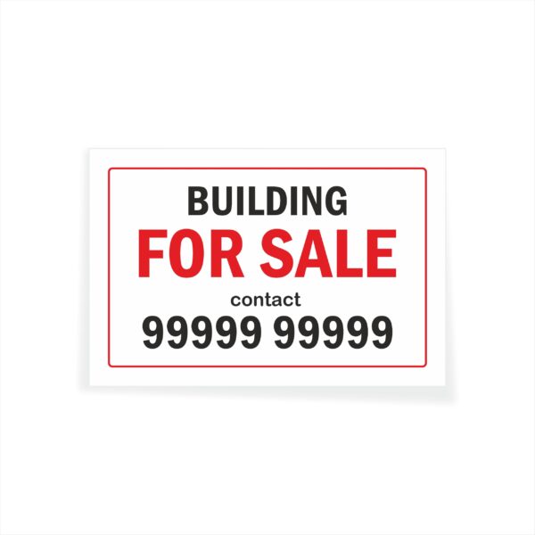 Building for Sale Cloth Banner 3 x 2 feet Waterproof, Long Durable Latex Printed Signage for Shops, Retails, Showroom Pack of 2 Pieces | Mindcraftz