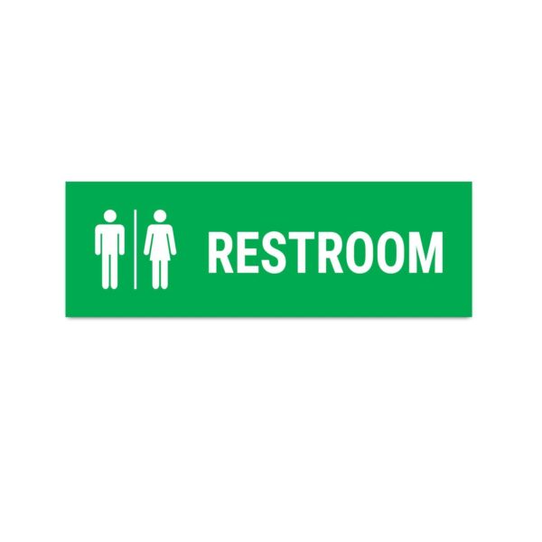 Rest Room Sign Board Green Color Pack of 3 | 12 x 4 inches