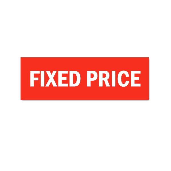 Fixed Price Sign Sticker Red Color | Pack of 3 | 12 x 4 inches