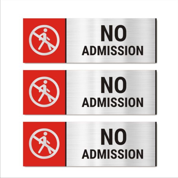 No Admission Acrylic Sign Board Silverand RedColor