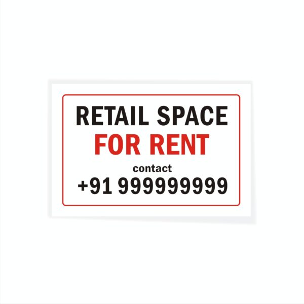 Retail space For Rent Cloth Banner 3 x 2 feet Waterproof, Long Durable Latex Printed Signage for Retail Spaces, shops, malls Pack of 2 Pieces | Mindcraftz