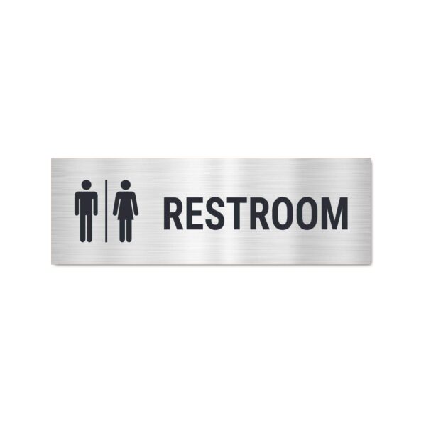 Rest Room Sign Board Silver Color Pack of 3 | 12 x 4 inches