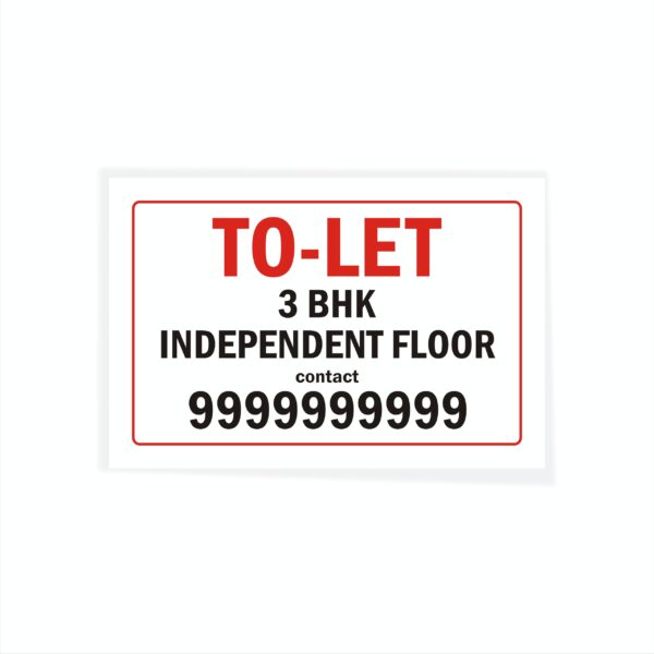 TO LET 3 BHK Independent Floor Cloth Banner 3 x 2 feet Waterproof, Long Durable Latex Printed Signage for Home, Flats. Pack of 2 Pieces | Mindcraftz