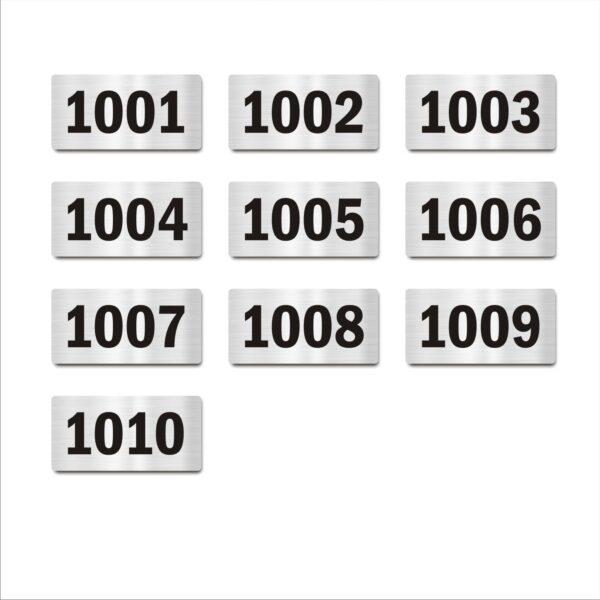 Tenth Floor Ten Door Numbers Silver 2mm thickness 4 x 2 inches Acrylic Board Pack of 10