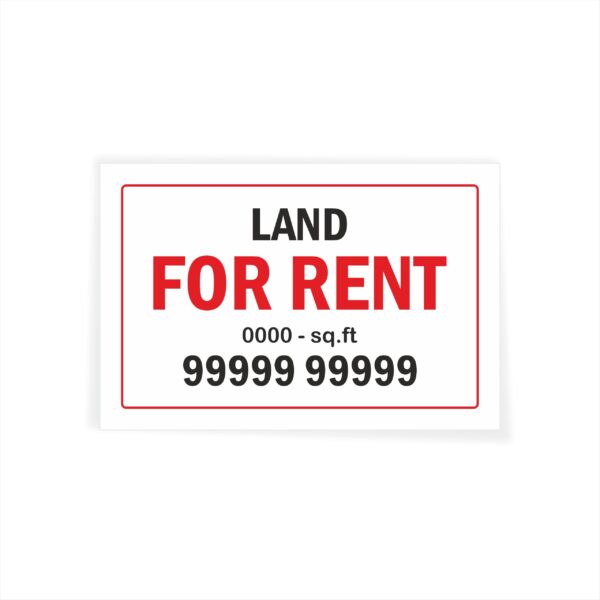 Land for Rent with Square feet Cloth Banner 3 x 2 feet Waterproof, Long Durable Latex Printed Signage for Sites, Plot Pack of 2 Pieces | Mindcraftz