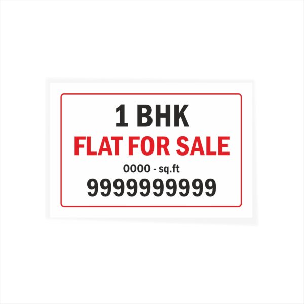 1 BHK Flat for Sale with Square feet Cloth Banner 3 x 2 feet Waterproof, Long Durable Latex Printed Signage for Flats, Apartments, Home. Pack of 2 Pieces | Mindcraftz