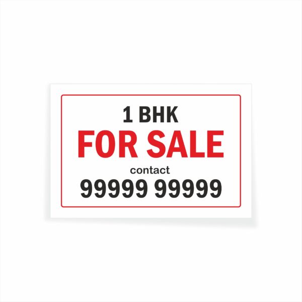 1 BHK for Sale Cloth Banner 3 x 2 feet Waterproof, Long Durable Latex Printed Signage for Home, Flats. Pack of 2 Pieces | Mindcraftz