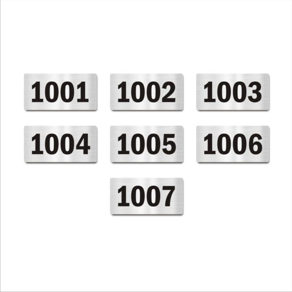 Tenth Floor Seven Door Numbers Silver 2mm thickness 4 x 2 inches Acrylic Board Pack of 7