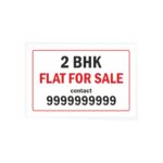 2 BHK Flat for Sale Cloth Banner 3 x 2 feet Waterproof, Long Durable Latex Printed Signage for Flats, Apartments, Home. Pack of 2 Pieces | Mindcraftz
