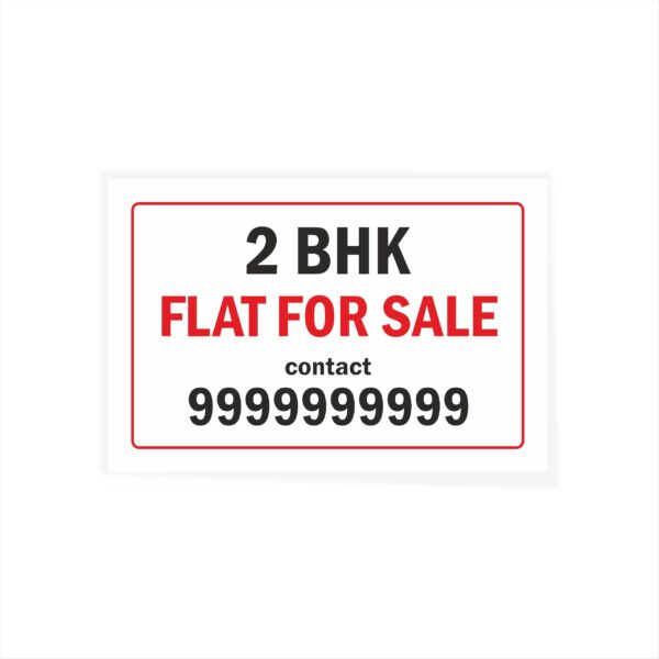 2 BHK Flat for Sale Cloth Banner 3 x 2 feet Waterproof, Long Durable Latex Printed Signage for Flats, Apartments, Home. Pack of 2 Pieces | Mindcraftz