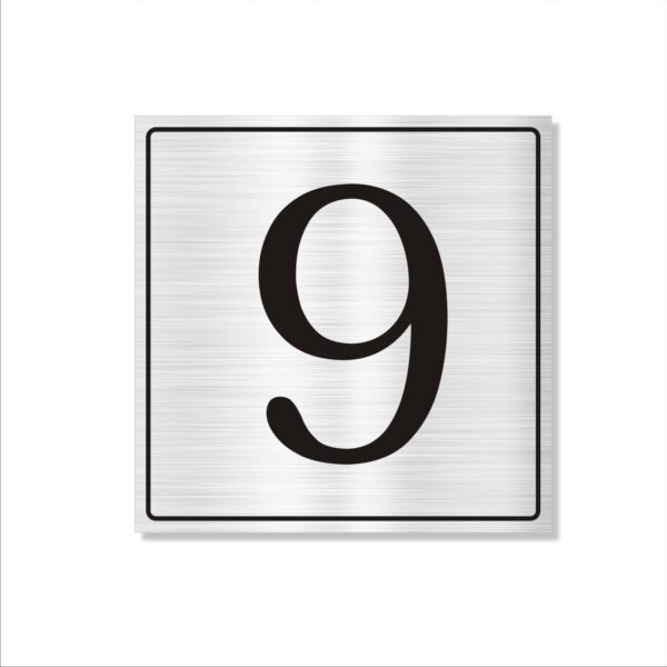Number 9 Silver Color Acrylic Sign Board Medium 14 x 14 inches 2mm Thickness Pack of 1 | Multi Purpose Boards for Arranging Blocks, Towers, Office Sections, Warehouse, Godowns etc