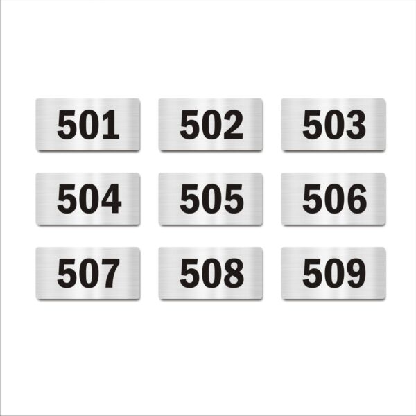 Fifth Floor Nine Door Numbers Silver 2mm thickness 4 x 2 inches Acrylic Board Pack of 9
