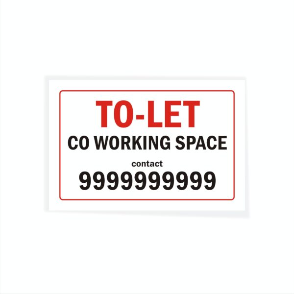 TO LET Co Working Space Cloth Banner 3 x 2 feet Waterproof, Long Durable Latex Printed Signage for Home, Flats. Pack of 2 Pieces | Mindcraftz