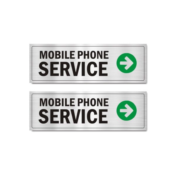 Mobile Phone Service Acrylic Sign Board Right Direction Gold Color 15 x 5 inches 2mm thickness | Pack of 2 | Suitable for New Mobile shops |Mindcraftz