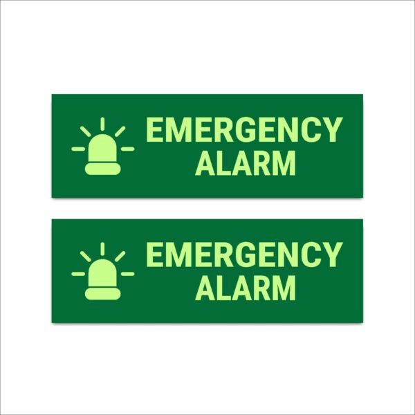Emergency alarm Night Glow Radium Acrylic Sign Board 15 x 5 Inches Waterproof High Visibility Emergency Safety Sign Mindcraftz