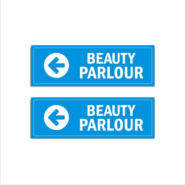 Beauty Parlour Acrylic SignBoard Blue Color 2mm thick Left Arrow Direction 15x5 Inches Pack of 2
