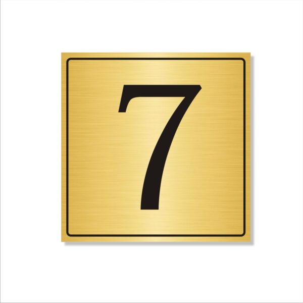 Number 7 Gold Color Acrylic Sign Board Large 18 x 18 inches 3mm Thickness Pack of 1 | Multi Purpose Boards for Arranging Blocks, Towers, Office Sections, Warehouse, Godowns etc