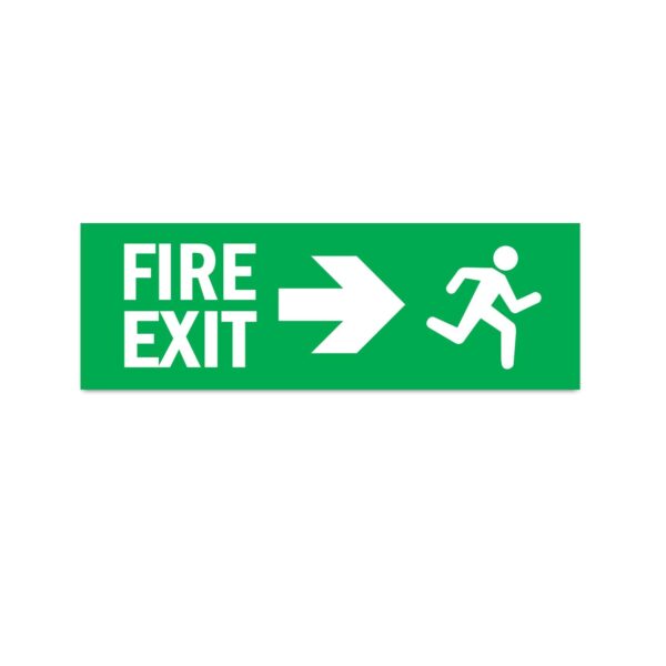 Fire Exit Emergency Sign Board Sticker Green Color | Pack of 3 | 12 x 4 inches