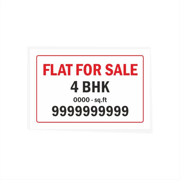 Flat for Sale 4 BHK with Square feet Cloth Banner 3 x 2 feet Waterproof, Long Durable Latex Printed Signage for Flats, Apartments, Home. Pack of 2 Pieces | Mindcraftz