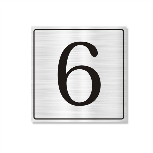 Number 6 Silver Color Acrylic Sign Board Large 18 x 18 inches 3mm Thickness Pack of 1 | Multi Purpose Boards for Arranging Blocks, Towers, Office Sections, Warehouse, Godowns etc