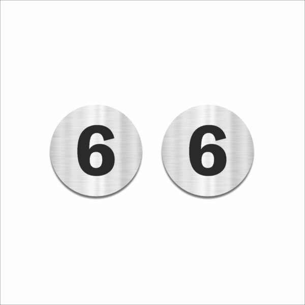 Number Six Round Acrylic Sign Board | Silver 6 x 6 Inches 2mm Thick | Multipurpose Section, Cabin, Counter, Rack & Floor Number | Arranging Numbers |Ideal for Office, Warehouse | Mindcraftz