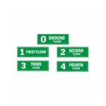 Four Floor Building Lift Lobby Staircase Acrylic Floor Sign Board Green Color 2mm Thick 15 x 5 Inches Pack of 5 | Mindcraftz