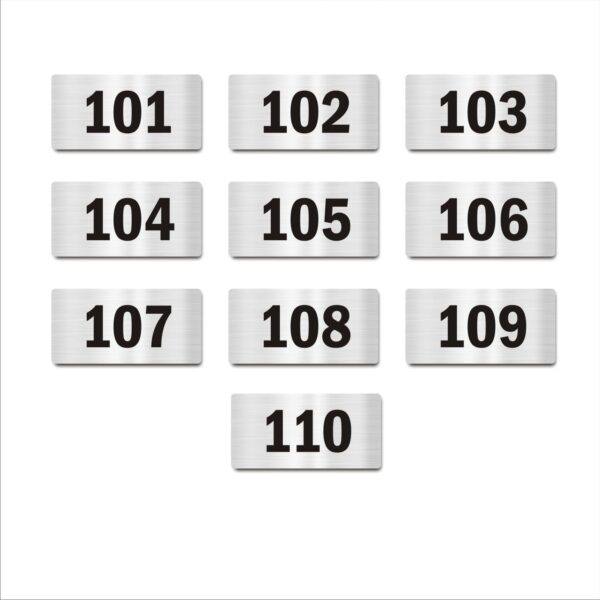 First Floor Ten Door Numbers Silver 2mm thickness 4 x 2 inches Acrylic Board Pack of 10