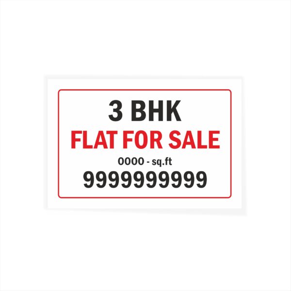 3 BHK Flat for Sale with Square feet Cloth Banner 3 x 2 feet Waterproof, Long Durable Latex Printed Signage for Flats, Apartments, Home. Pack of 2 Pieces | Mindcraftz