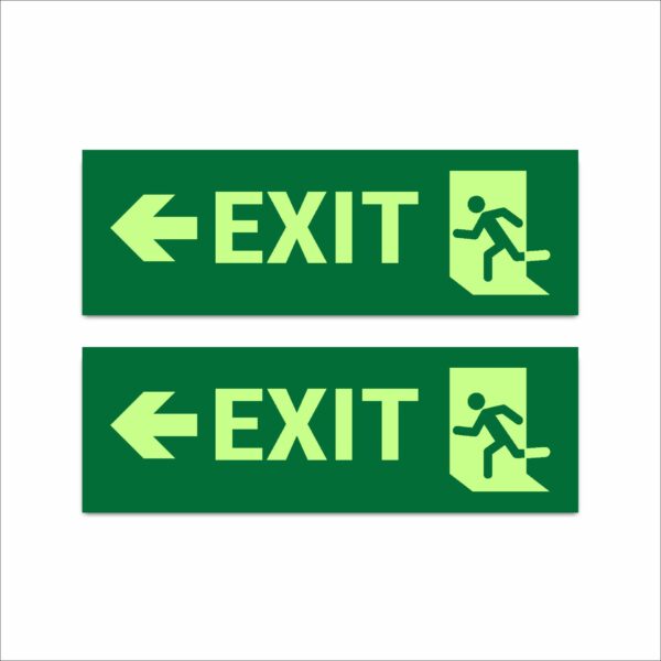 Exit Left Arrow Type A Night Glow Radium Acrylic Sign Board 15 x 5 Inches Waterproof High Visibility Emergency Safety Sign Mindcraftz