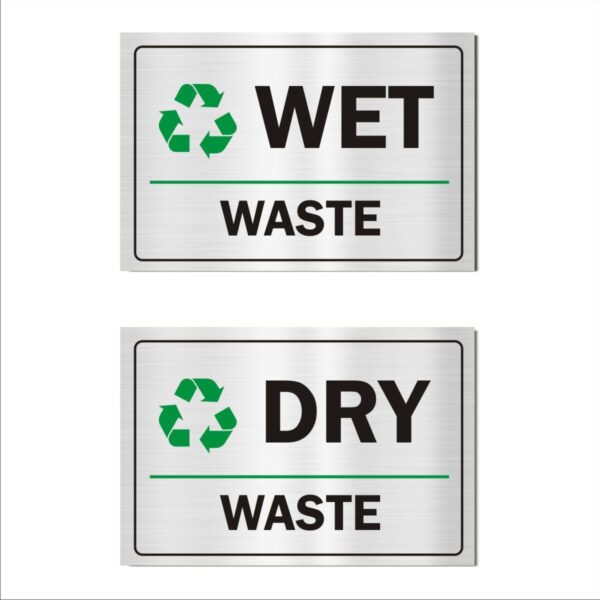 Dry Wet Waste Acrylic Signboard Silver color 12x8 inches