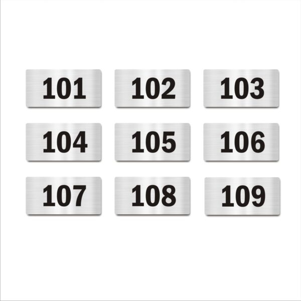 First Floor Nine Door Numbers Silver 2mm thickness 4 x 2 inches Acrylic Board Pack of 9