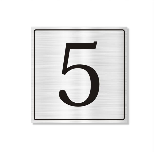 Number 5 Silver Color Acrylic Sign Board Medium 14 x 14 inches 2mm Thickness Pack of 1 | Multi Purpose Boards for Arranging Blocks, Towers, Office Sections, Warehouse, Godowns etc