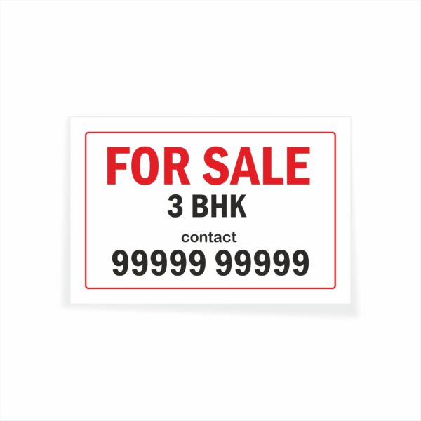 for Sale 3 BHK Cloth Banner 3 x 2 feet Waterproof, Long Durable Latex Printed Signage for Home, Flats. Pack of 2 Pieces | Mindcraftz
