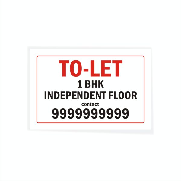 TO LET 1 BHK Independent Floor Cloth Banner 3 x 2 feet Waterproof, Long Durable Latex Printed Signage for Home, Flats. Pack of 2 Pieces | Mindcraftz