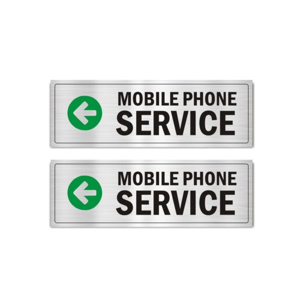 Mobile Phone Service Acrylic Sign Board Left Direction Silver Color 15 x 5 inches 2mm thickness | Pack of 2 |Suitable for New Mobile shops | Mindcraftz