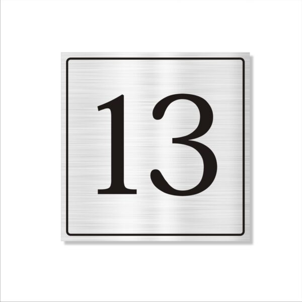 Number 13 Silver Color Acrylic Sign Board Medium 14 x 14 inches 2mm Thickness Pack of 1 | Multi Purpose Boards for Arranging Blocks, Towers, Office Sections, Warehouse, Godowns etc