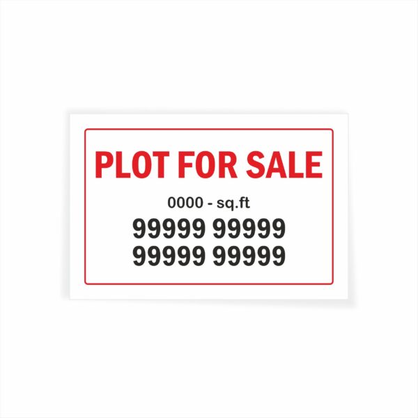 Plot for Sale with Square feet Type A Cloth Banner 3 x 2 feet Waterproof, Long Durable Latex Printed Signage for Sites, Plot Pack of 2 Pieces | Mindcraftz