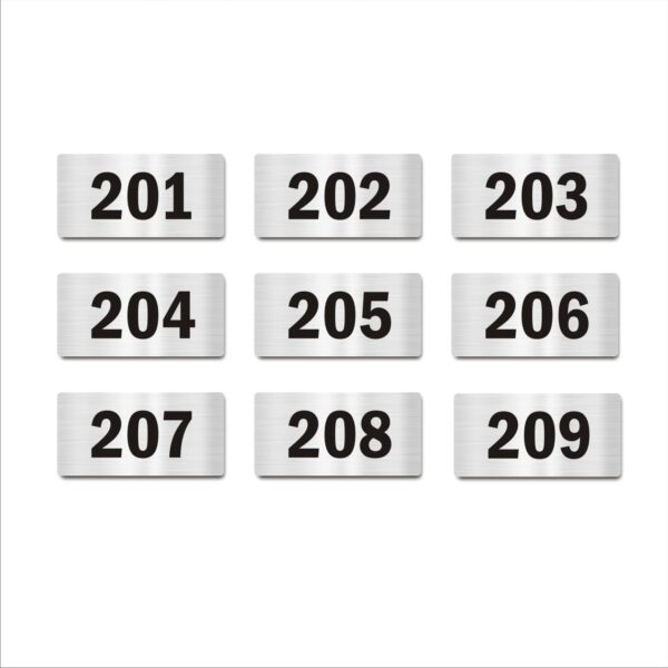 Second Floor Nine Door Numbers Silver 2mm thickness 4 x 2 inches Acrylic Board Pack of 9