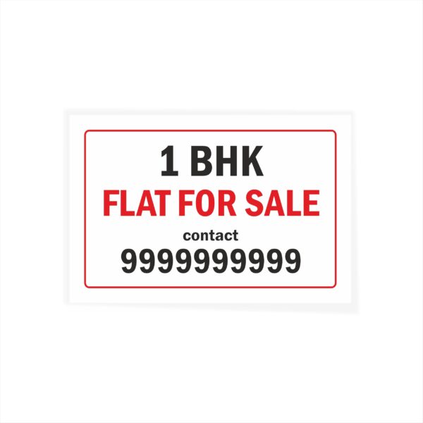 1 BHK Flat for Sale Cloth Banner 3 x 2 feet Waterproof, Long Durable Latex Printed Signage for Flats, Apartments, Home. Pack of 2 Pieces | Mindcraftz