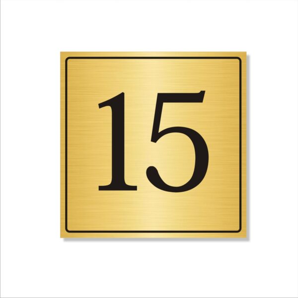 Number 15 Gold Color Acrylic Sign Board Large 18 x 18 inches 3mm Thickness Pack of 1 | Multi Purpose Boards for Arranging Blocks, Towers, Office Sections, Warehouse, Godowns etc